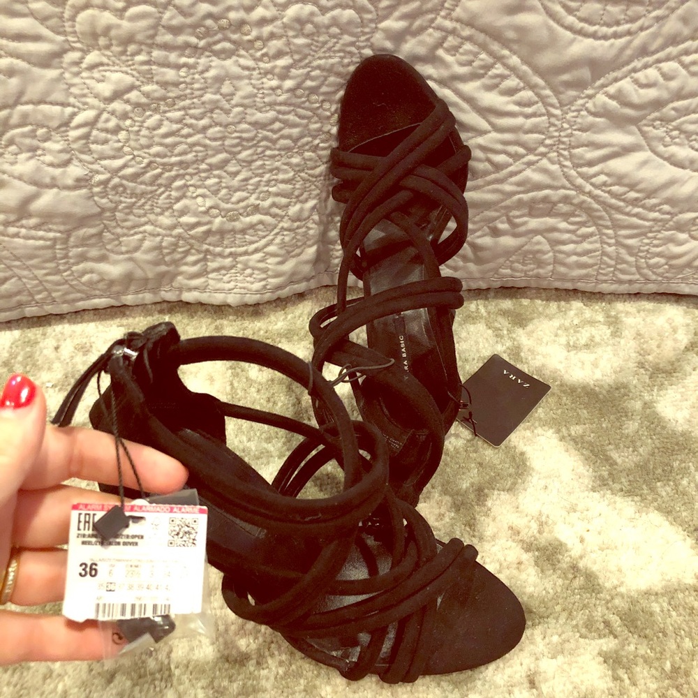 Zara black scrappy heels size 6/36
